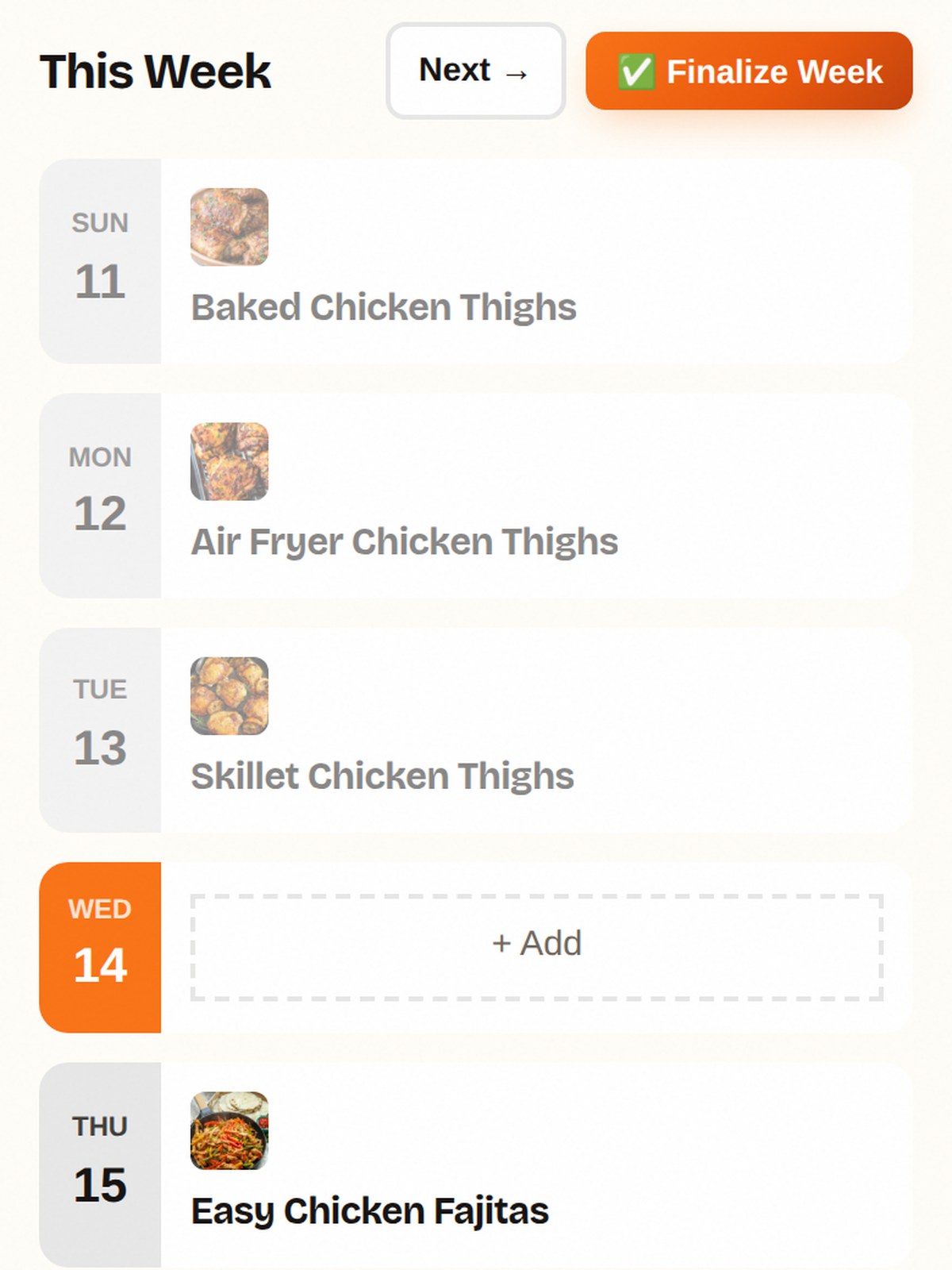 Approving the week's meals together